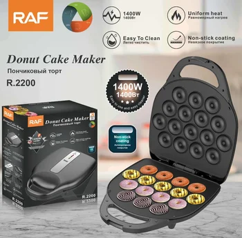 1400W Mini donut yapma makinesi Makinesi, Çocuk Dostu, Kahvaltı veya Aperatif, Tatlılar ve Daha Fazlası yapışmaz Yüzeyli, 16 Çörek Yapar