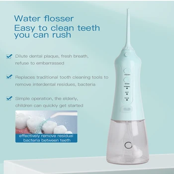 Akülü Su Diş Pensesinde Teeth - 350ML Taşınabilir ve Şarj Edilebilir Oral Irrigator 5 Modları ile 2 Değiştirilebilir Tips-IPX7