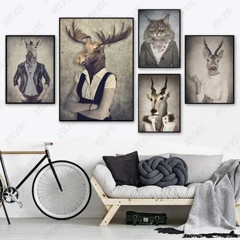 Hayvanlar Giysi Posteri Duvar Kağıdı Moda Modern Tuval Boyama Sanat Dekorasyon Ev Oturma Odası için Zanaat Baskı Resim