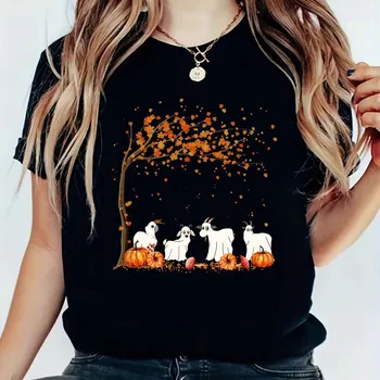 Moda Cadılar Bayramı Baskı kadın Sevimli Çok Yönlü tişört Komik kadın Moda Çok Yönlü 90s Kısa Kollu kadın günlük t-shirt