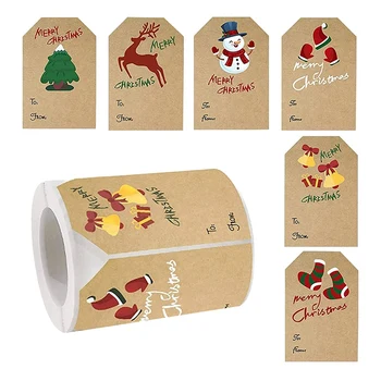 Noel Etiketleri Çıkartmaları, Noel hediyesi Etiketleri Çıkartmaları, 250 Adet/Rulo noel hediyesi Etiketleri Tatil Hediyesi Çıkartmaları, 6 Stil