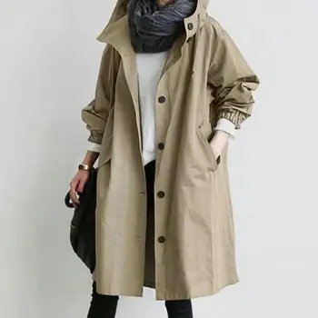 Yeni Zarif Trençkot Kadınlar için Kore Moda Kış Giysileri Kadın Kruvaze Kemer ile günlük ceketler Katı Uzun Ceket