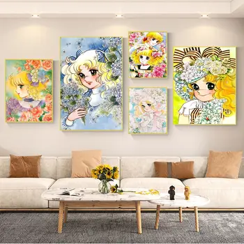 Şeker Şeker Anime Kendinden yapışkanlı sanat posterleri Beyaz Kağıt Sticker DIY Odası Bar Cafe Estetik Sanat duvar tablosu